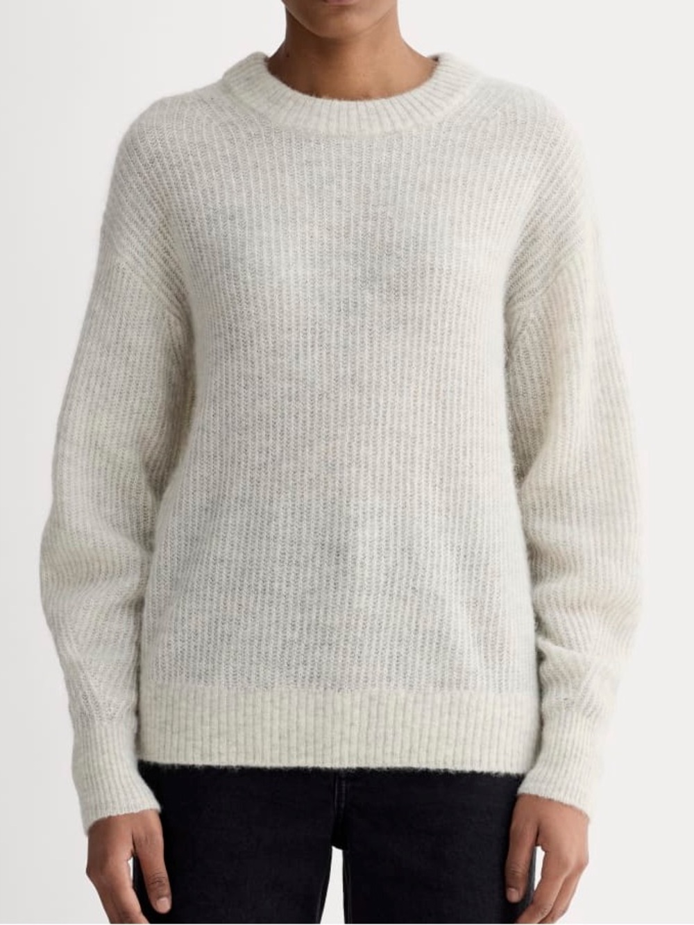 Everlane Cocoon Crew Alpaca Merino Wool Knit Fisherman Sweater Womens Medium